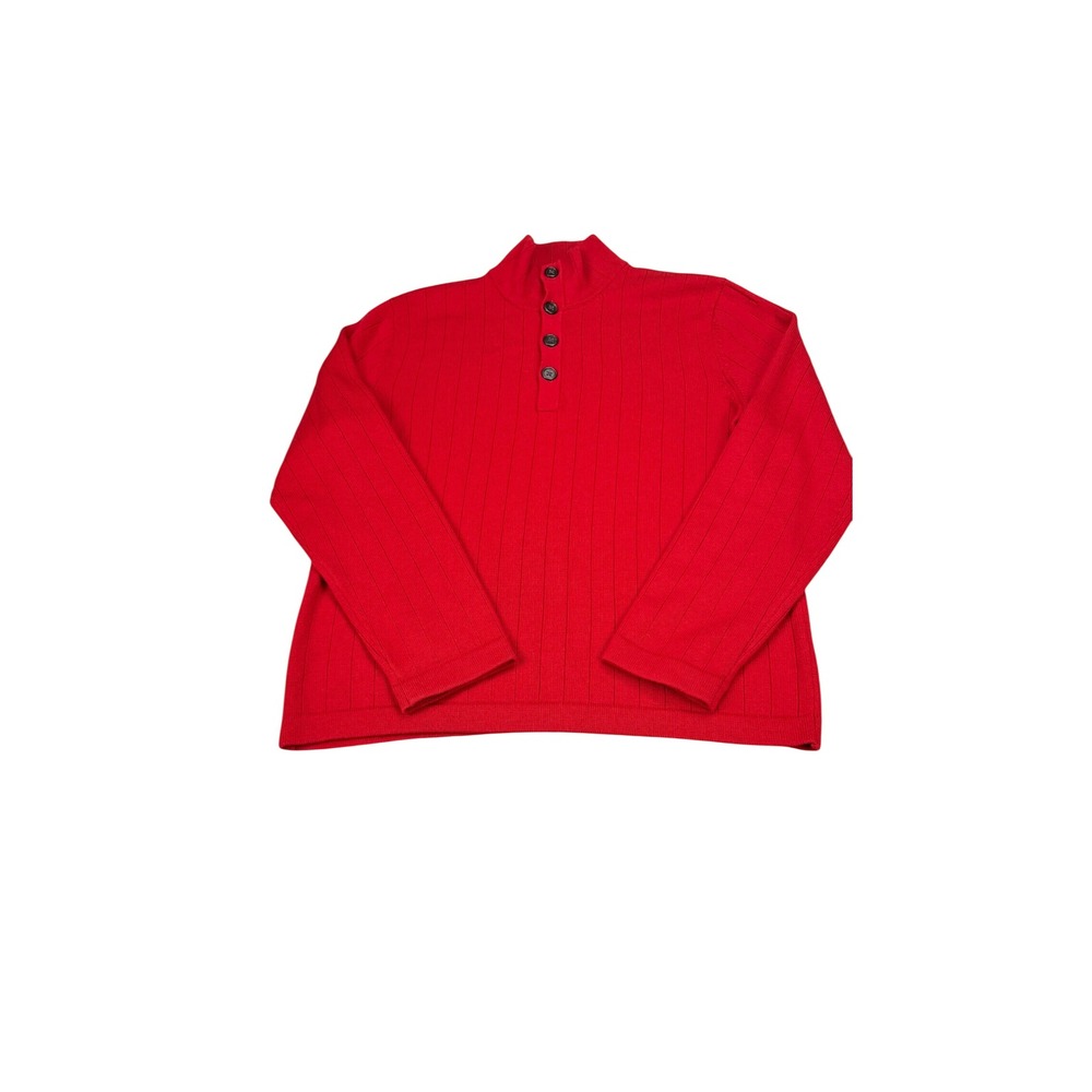 Banana Republic Mens Red Extra Fine‎ Merino Wool Mock Neck Ribbed Sweater Large